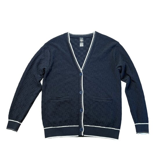 Rhone women's Birdie Oversized Cardigan sweater size S small navy blue white - Picture 9 of 11